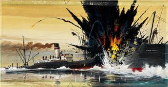 (PULP.)  ED VALIGURSKY. Battleship Scene.